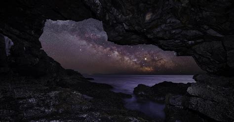 The Milky Way From A Sea Cave Acadia National Park Maine