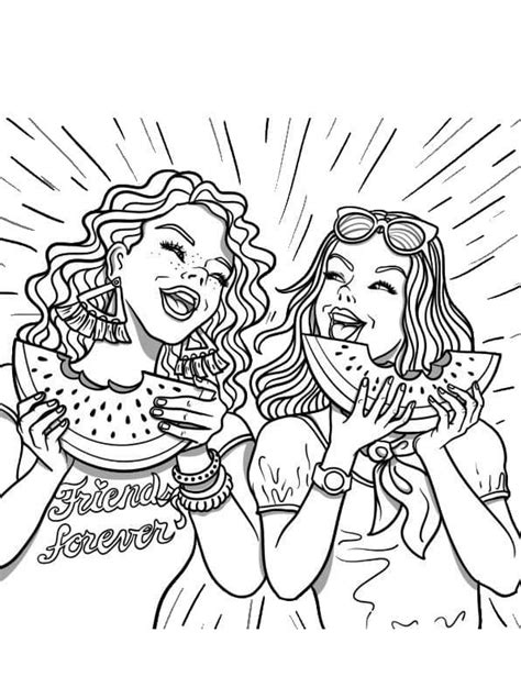 Desenhos De Foto De Melhores Amigas Para Colorir E Imprimir