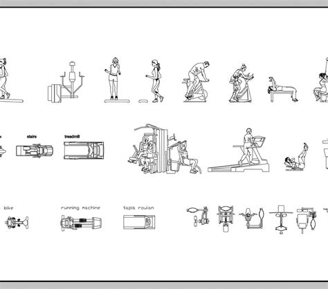 Large Library Of Gym Equipment Machines Autocad 2d Cad Files Dwg