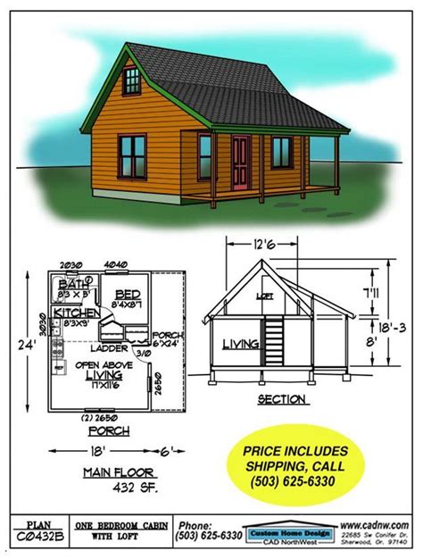 C0432b Cabin Plan Details Small Cabin Plans Cabin Floor Plans Small