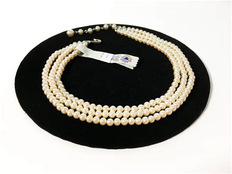 Vintage S Deltah Strand Simulated Pearl Necklace MARISA Choker Mid Century Jewelry W