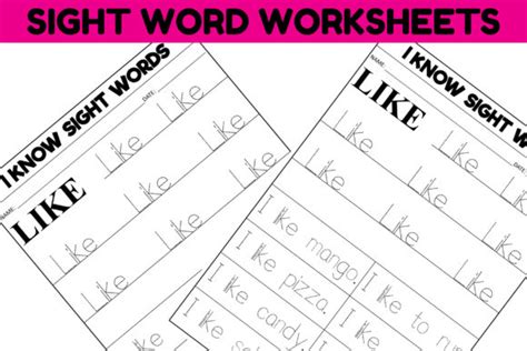 Sight Word Like Practice Worksheet Graphic By Saritakidobolt