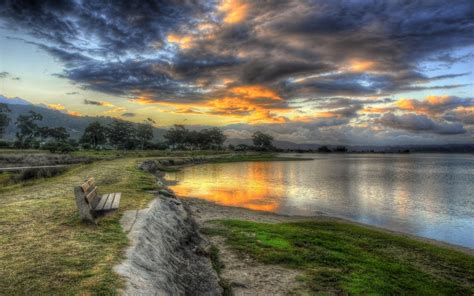 Hdr Photography Bench Nature Wallpaper