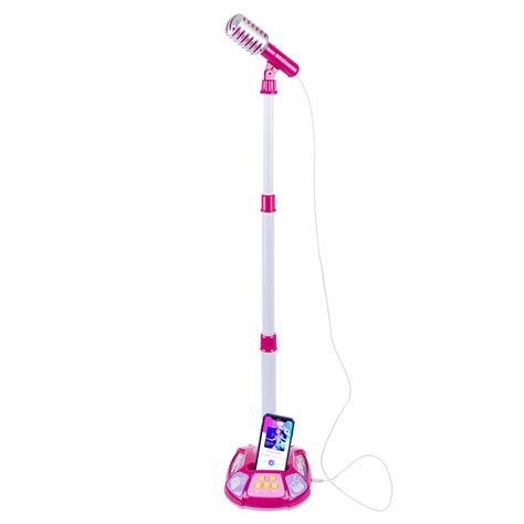 Children Karaoke Song Machine Microphone Stand And Lights Toy Pink