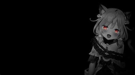 Anime Girls Dark Background Black Background Cat Girl Selective