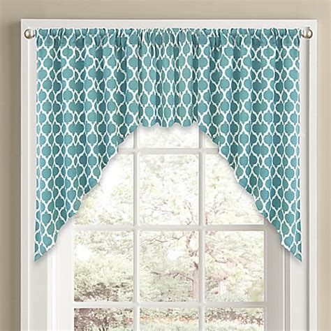 Product title aqua curtains 2 panels set, greek meander mosaic pat. Buy Morocco Window Curtain Swag Valance in Aqua from Bed ...