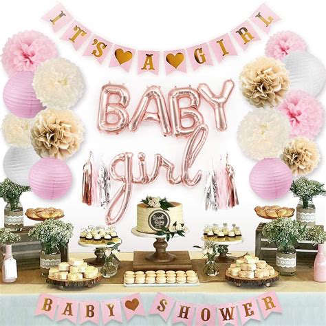 Sweet Baby Co Pink Baby Shower Decorations For Girl With Its A Girl