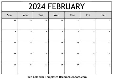 2024 February Calendar Template Printable Check April 2024 Calendar