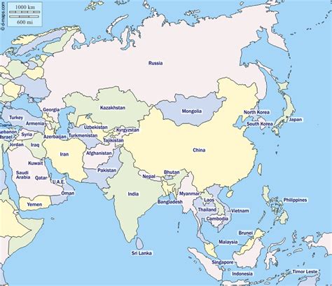 Map Of Asia With Country Names