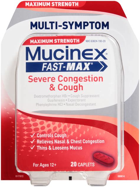 Mucinex Fast Max Severe Congestion And Cough Caplets Maximum Strength 20 Tab Medshopexpress