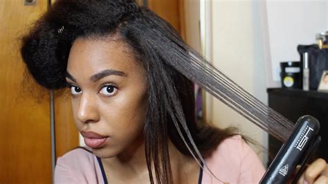 Flat Iron Natural Hair 2nd Try Youtube