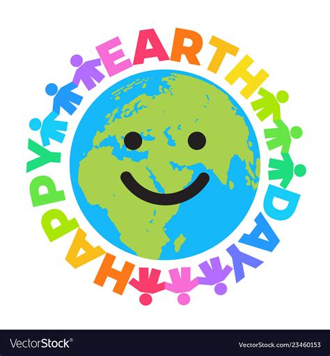 Happy Earth Day Poster Bright Greeting Text Vector Image