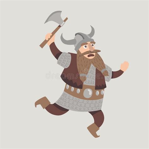 Scandinavian Viking Medieval Cartoon Character Vector Stock Vector