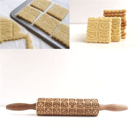 Funny Cats Pattern Embossing Rolling Pin Laser Engraved Rolling Pin