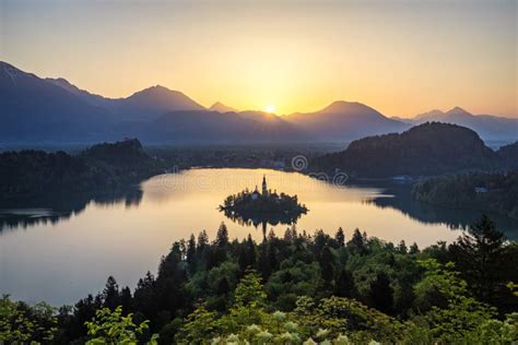 Lake Bled Slovenia Beautiful Sunrise Over Bled Lake With Small
