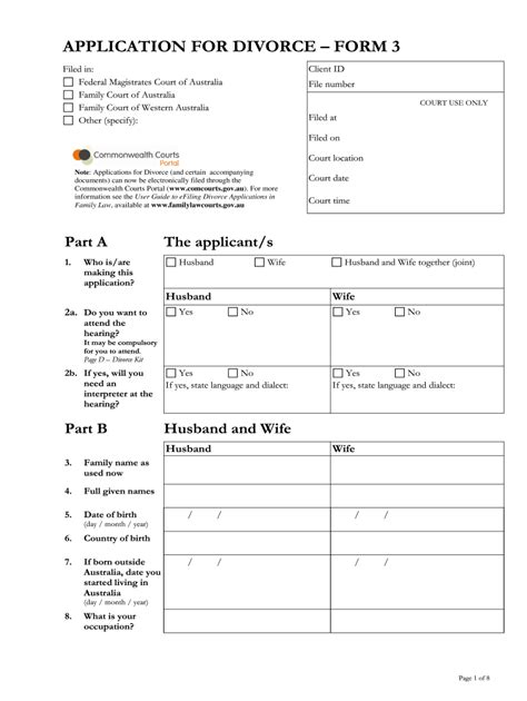 2012 2024 Au Application For Divorce Form 3 Fill Online Printable