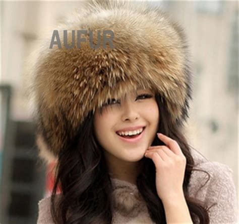 Classic Women Real Fox Fur Hat Ladies Winter Warm 100 Genuine Raccoon