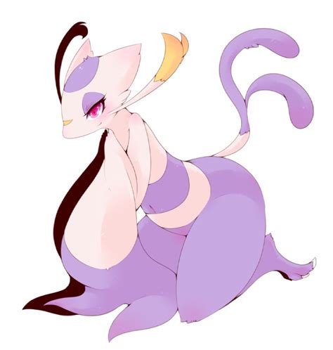 rule 34 anthro color female female only fur furry kneeling mienshao nude pink eyes pokemon