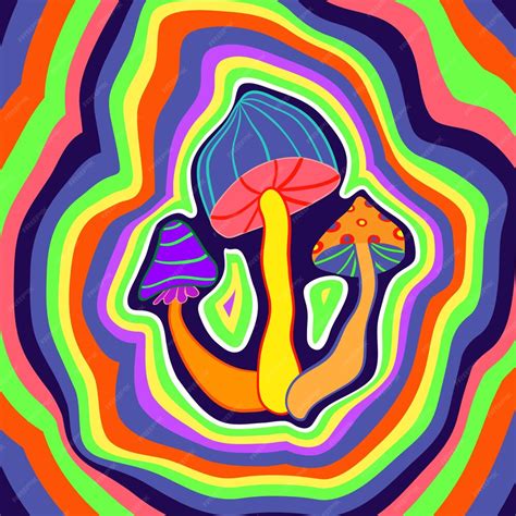 Premium Vector Mushrooms Trippy Psychedelic Retro Poster Hippie Vibes