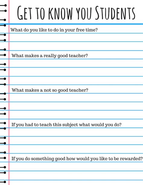 Get To Know Your Students Worksheet Getting To Know You Student