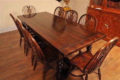 Table with chairs and ceiling lamp. Kitchen Dining Set Refectory Table Windsor Chairs