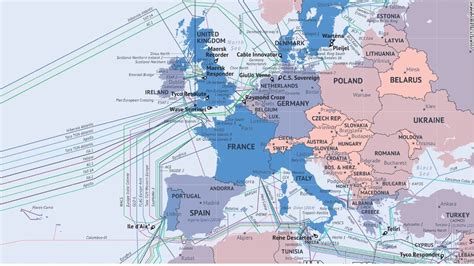 Map Of European Undersea High Speed Cables Map Of Europe Europe Map