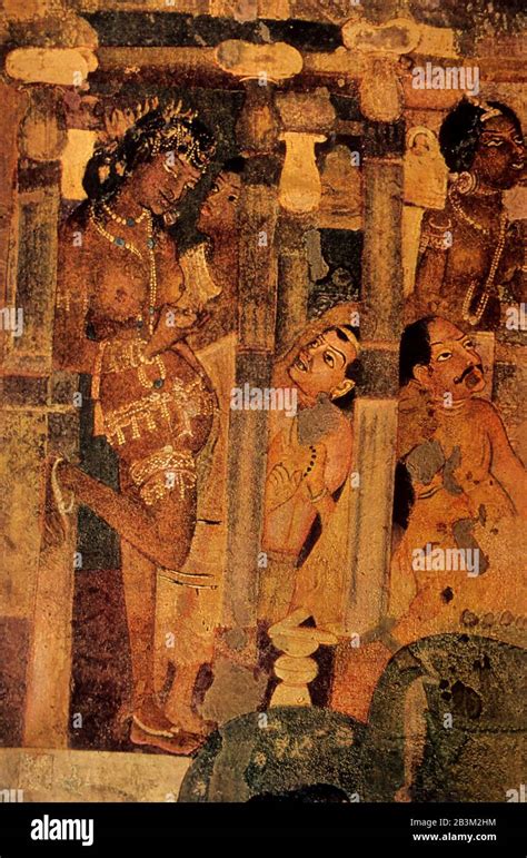 Mural Paintings On The Walls Of Ajanta Caves In Maharashtra The