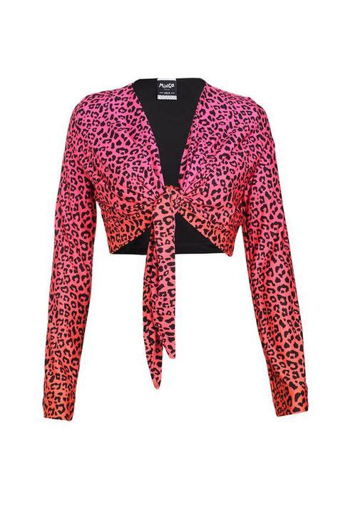 Leopard Pink Top Crop Wrap Tie Womens Ladies Top Tumblr Hipster Grunge