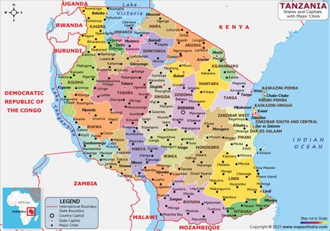 Tanzania Map Hd Political Map Of Tanzania