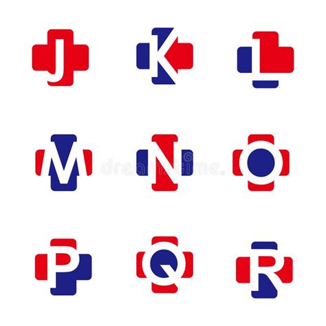 Medical Cross Alphabet Letters Set Logo Element Corporate Branding