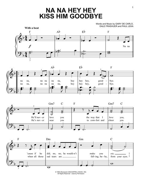 Na Na Hey Hey Kiss Him Goodbye By Steam Sheet Music For Easy Piano At