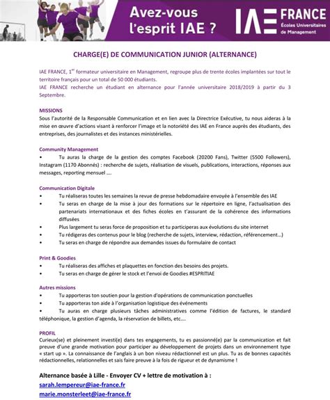Nous vous donnons des exemples actuellement en licence de marketing à l'université de toulouse, je suis à la recherche d'un stage la gestion de projet en marketing est un domaine qui m'attire énormément et je souhaiterais acquérir. Lettre De Motivation Iae Licence Gestion Des Entreprises