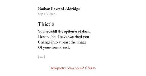 Thistle By Nathan Edward Aldridge Hello Poetry