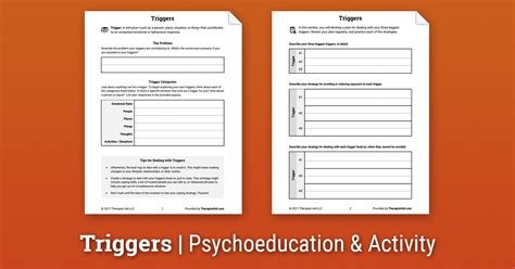 Triggers Worksheet Therapist Aid