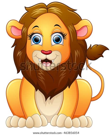 Happy Lion Cartoon Sitting Stock Vector Royalty Free 463856054