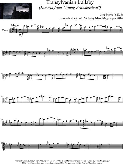 Download Transylvanian Lullaby For Viola Sheet Music Full Size Png