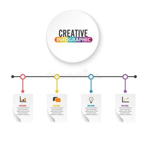 Business Concept Timeline Infograph Template Realistic Paper 4 Steps