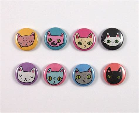 Eight Cat Badges Cat Badges Cat Pins Eight Cat Pins I Etsy Gatos