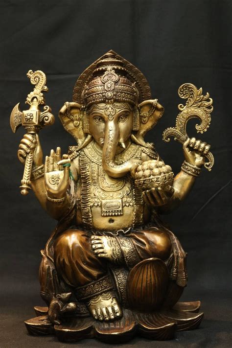 Large Ganesh Statue Ganesha Big Brass Ganesha God Of New Etsy