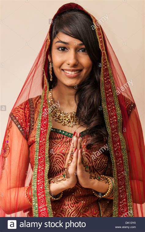 Portrait Of A Beautiful Indian Woman Dressed In Traditional Clothing