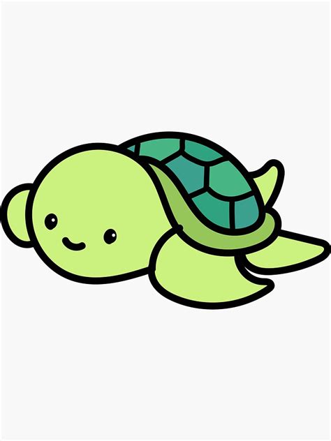 Cute Turtle Illustration Sticker For Sale By Cobyc10916 Redbubble