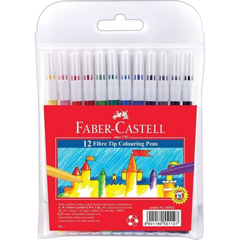 Faber Castell Fibre Tip Colouring Pens Pack Of 12 Faber Castell