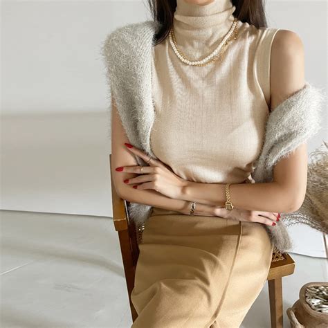 Slim Fit Sleeveless Turtleneck Knit Top Dabagirl Your Style Maker Korean Fashions Clothes