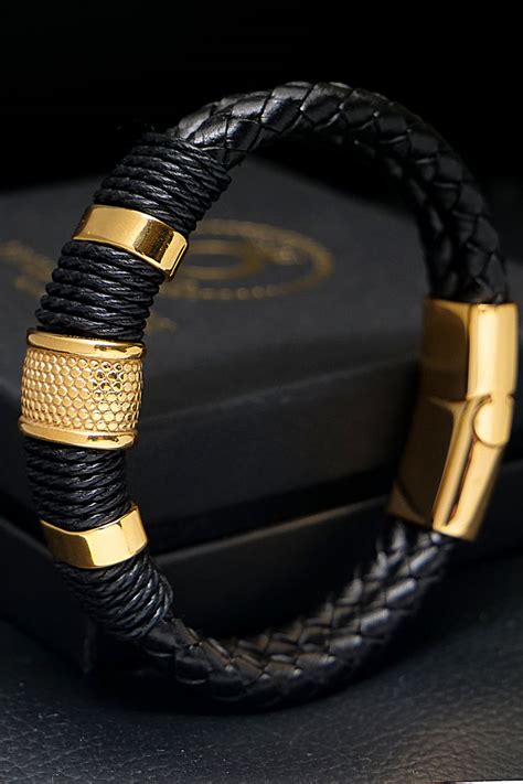 Premium Style Gold Armband Leder Männer Armband Geflochtene