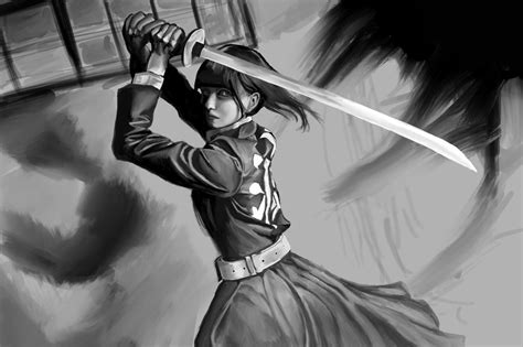 Ruririn.Drawing - Tsuyuri Kanao Fighting Against her Destiny