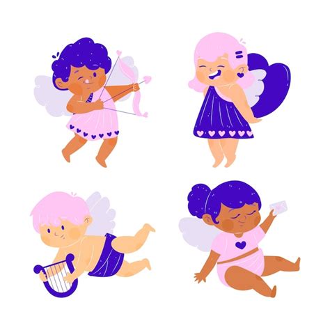 Hand Drawn Cupid Character Collection Vector Free Download