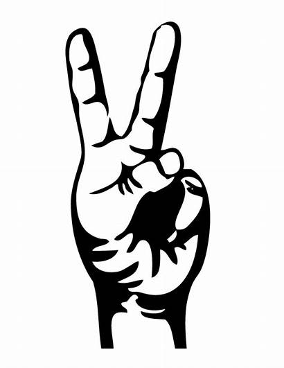 Peace Sign Hand Coloring Clip Clipart Pages
