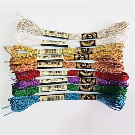 9 Pack Metallic Embroidery Skein Threads Multi Color Embroidery Floss