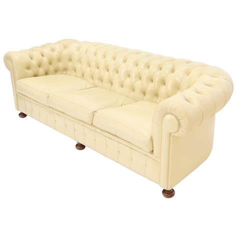 Cream Tufted Leather Chesterfield Sofa Atelier Yuwaciaojp