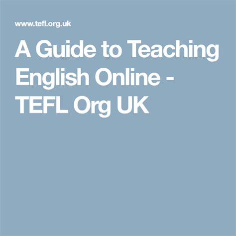 A Guide To Teaching English Online Tefl Org Uk Teaching English